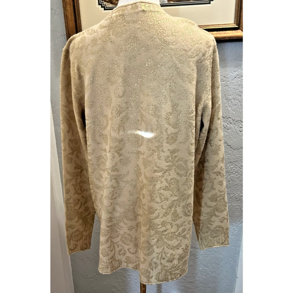 Soft Surroundings Women Sweater XL V-Neck Pullover Pale Yellow with Gold Floral - Picture 4 of 7